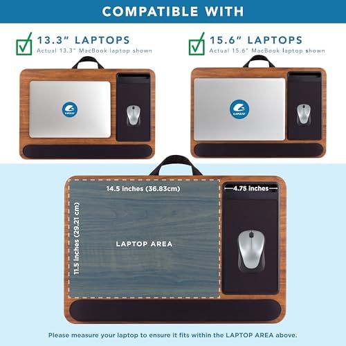 LAPGEAR Home Office Pro Lap Desk – Espresso Woodgrain, Fits 15.6” Laptops - Image 3