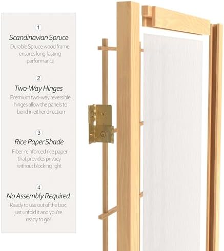 2 ft. Short Desktop Window Pane Shoji Screen - Natural - 3 Panels - Image 4