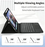 Keyboard Case with Touchpad for Galaxy Tab S10 FE/S10 Lite/S9 FE 10.9-Inch, Tab S9 11", Detachable Keyboard Case with Touchpad, 360 Degree Rotating Stand Cover with S Pen Holder, Black - Image 2