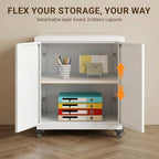 23.6" Metal Printer Stand with Storage Cabinet & Adjustable Shelf - Image 6