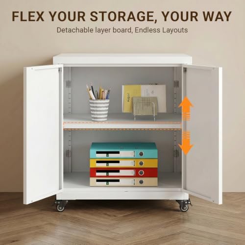 23.6" Metal Printer Stand with Storage Cabinet & Adjustable Shelf - Image 6