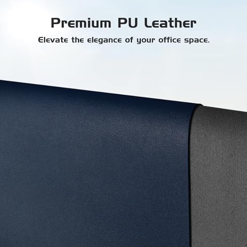 Aothia Leather Desk Pad Protector, Office Desk Mat, Large Mouse Pad, Laptop Desk Pad, Non-Slip PU Leather Desk Blotter, Waterproof Desk Writing Pad for Office and Home (Dark Blue, 55" x 17") - Image 2