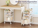 SWTYMIKI Rolling Utility Cart with Drawers - Under Desk Storage Cart with DIY Divider & Lockable Wheels, Multi-Functional Craft Art Supply Organizer for Office, Vanity, Craft Room & Studio White - Image 6