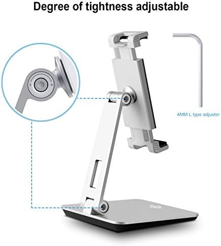 KABCON Tablet Stand Holder, Tightness Adjustable Multi-Angle Foldable Eye-Level Aluminum Solid Tablets Stands Dock for 4''-14''Tablets/Phone, iPad Series,Samsung Galaxy Tabs,Kindle Fire,Etc. - Image 3