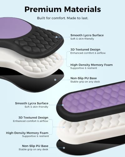 Ergonomic Mouse Pad and Keyboard Wrist Rest Set (Black&Purple) - Image 4