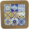 Portugal Azulejo Tiles, Ethnic Portugese Ceramic Tiles - Cork Trivets - Home & Wall Decorations (7.8 Inch - 20cm) (Portugal in 9 Tiles (Blue, Yellow, Cream)) by GOLDTON