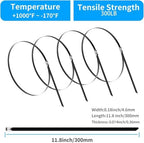 XINGO 11.8 inch Metal Zip Ties (600 Pack), 304 Stainless Steel Heavy Duty Zip Ties, 300lbs Tensile Strength, Multi-Purpose Self-locking Cable Ties for Exhaust Wrap, Outdoor and Canopy Etc - Image 2