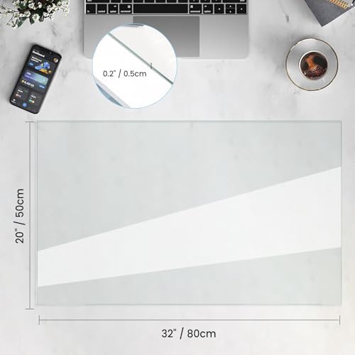 Tempered Glass Desk Pad to Protect Desk, 32" x 20" Clear Office Desk Pad for Keyboard and Computer Monitor, Glass Desk Mat for Desktop Dry Erase - Image 7