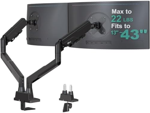 WALI Adjustable Dual Monitor Arm for 13-43 inch Screens, 22 lbs per Arm by WALI