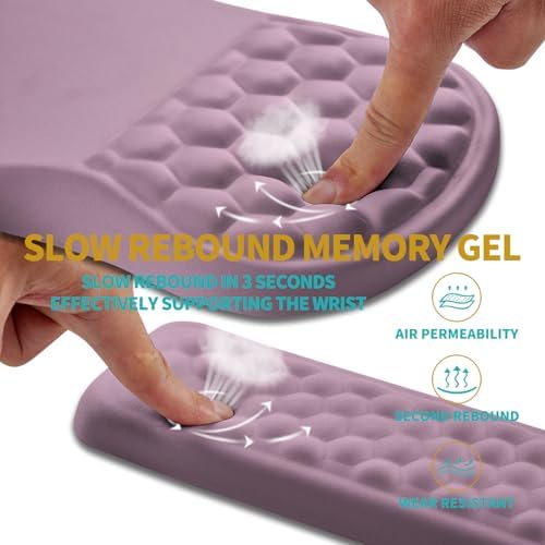 Hokafenle 2 in 1 Ergonomic Mouse Pad Wrist Support & Wrist Rest for Computer Keyboard Set, with Relieve Carpal Tunnel Pain Massage Bulge and Full Memory Gel Design (2In1 Set, Purple) - Image 3
