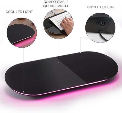 TSJ OFFICE Glass Desktop Whiteboard - 17 X 7 Inches Black Board Pink Light - Image 3