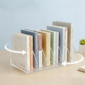 LIYAOLI Rotating Acrylic Book Organizer, 360° Spinning 6 Compartments Desktop Magazine File Holder, Vertical Storage for Books, Binders, Notebooks & Magazines, Clear Desk Organizer for Home Office by LIYAOLI