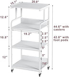 4-Tier White Printer Stand with Wheels, Extra Large Tall Printer Table with Storage Shelf, 4 Tier Printer Cart, Home Printer Stands (White) - Image 3