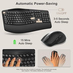 Wireless Keyboard and Mouse Combo, 2.4G Ergonomic Wave Keys(Latte Black) - Image 6