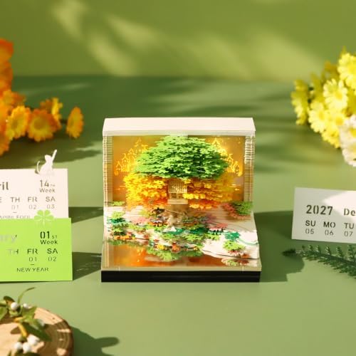 3D Time Piece Calendar 2027 With 52 Weekly Calendars, 3D memo pad tear away calendar 2027, Artsy Pads Suitable for Room and Office Desktop Decoration, Gift Giving (Green Tree) - Image 2