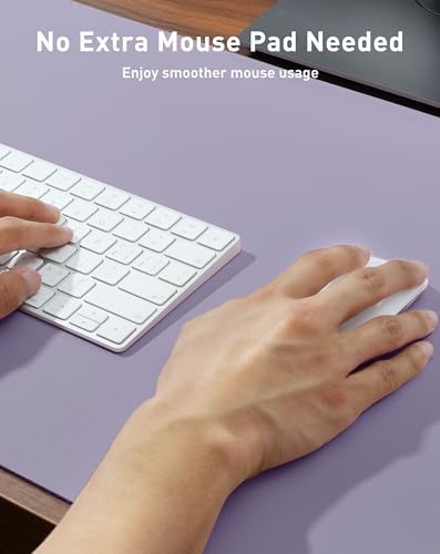 Aothia Faux Leather Desk Mat - Large Mouse Pad, Non-Slip PU Leather Blotter, Waterproof Writing Surface for Office and Home (Lavender, 63" x 24") - Image 4