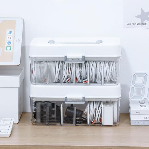 2 Pack Cable Storage Box for Desk Drawer, Plastic - Image 3