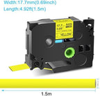 GREENCYCLE HSe-641 HS2-641 HS-641 Heat Shrink Tube Label Tape 17.7mm 0.69 Inch 3/4" Black on Yellow Compatible for Brother Ptouch PTD400 PTD450 PTD600 PT-H300 PT-E300 PTP700 PTP710BT PT-P750W, 4 Pack - Image 2