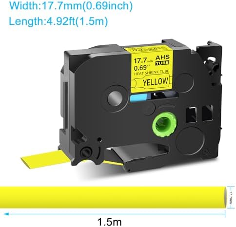 GREENCYCLE HSe-641 HS2-641 HS-641 Heat Shrink Tube Label Tape 17.7mm 0.69 Inch 3/4" Black on Yellow Compatible for Brother Ptouch PTD400 PTD450 PTD600 PT-H300 PT-E300 PTP700 PTP710BT PT-P750W, 4 Pack - Image 2