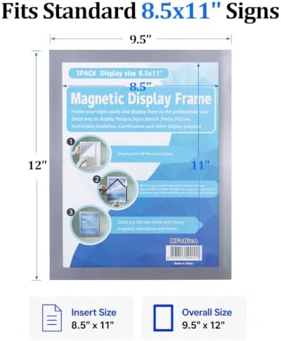 Self-Adhesive Magnetic Document Sign Holder 8.5X11'',Silver,Pack of 10 - Image 2