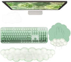 Gel Cloud Wrist Rest Keyboard Clear Green Mouse Pad with Wrist Rest Set 3PCS Ergonomic Cool Keyboard Wrist Pad Cute Acrylic Coaster Non-Slip Base Cute Transparent Mouse Wrist Pad Support for Computer by WFCYGL