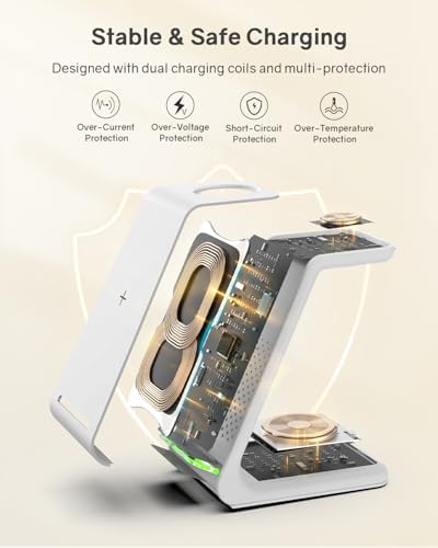 Wireless Charging Station for Apple - 3 in 1 Wireless Charger Stand Dock Watch and Phone Charger Station for Apple Watch 11/8/7/SE/6/5/4/3/2, iPhone 17 Air 16-12 Pro Max SE XS X, Samsung, AirPods - Image 4