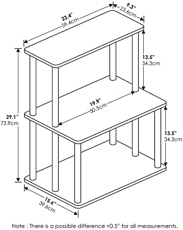 Furinno Turn-N-Tube 3-Tier Toolless Multipurpose Printer Stand Display Storage Shelf, Amber Pine/Black - Image 2