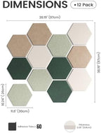 Fluxynara 12-Pack Hexagon Felt Bulletin Board Tiles, Nordic Moss-1 - Image 2