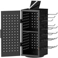 Alyoen Rotating Pegboard Display Stand With 24 Hooks - Metal Spinning Peg Board Organizer Accessories with Magnetic Door Design, Magnet Display Stand for Keychain, Jewelry, Earring by Alyoen