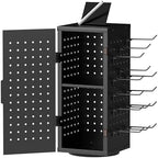 Alyoen Rotating Pegboard Display Stand With 24 Hooks - Metal Spinning Peg Board Organizer Accessories with Magnetic Door Design, Magnet Display Stand for Keychain, Jewelry, Earring by Alyoen