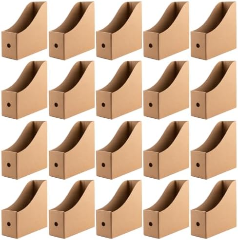 20 Pack Cardboard Magazine File Holders, Sturdy Book Bins for Classroom Library, 10.6'' ×10.2'' ×3.5'' Inch Vertical File Folder Box by Unknown