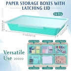 Tinlade 24 Pcs Classroom Paper Storage Bins with Lids, Teal, 13x10in - Image 2