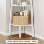 Hoctieon Corner Shelf, 3-Tier 40" Tall Corner Bookshelf, Rustic Ladder Shelf, Industrial Display Stand for Living Room, Kitchen, Home Office, Balcony, Small Space, Metal Frame, White - Image 5