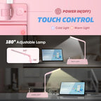 SHANTRA 16'' x 7'' Desktop Whiteboard with Fast Charger Station & Adjustable LED Lamp, Pink Desk Dry Erase Board with Organizer, Computer Pad & Keyboard Stand for Home, School, Office Desk Accessories - Image 2