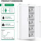 Metal Storage Cabinet with Locking Doors, 71" Tall Steel Locker Organizer with Adjustable Shelves, Garage Utility Cabinet for Home, Office, Shop, and School - Image 3