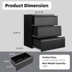 Guizeeopo Metal File Cabinet with Lock, 3 Drawer Lateral File Cabinets for Home Office, Heavy Duty Office Storage Cabinet for A4/Letter/Legal Size, Assembly Required(Black) - Image 2