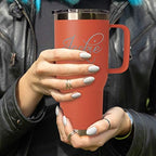 The Wedding Party Store Custom Personalized 20 oz Stainless Steel Powder Coated Vacuum Insulated Double Walled Travel Tumbler Coffee Mug with Handle and Lid (Coral) - Image 2