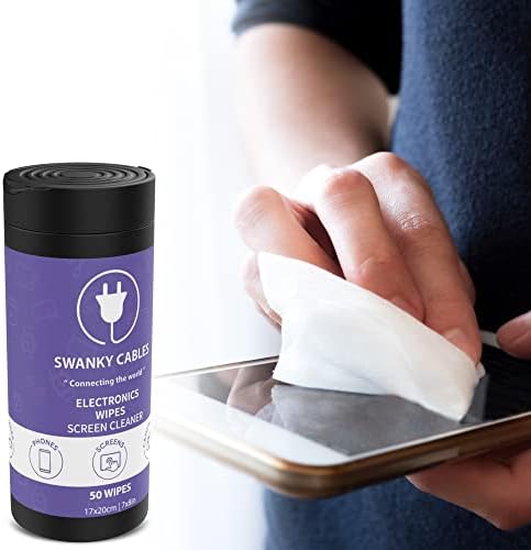 Swanky Cables Screen Cleaner Wipes: Electronic Wipes for Screens - Computer Screen Wipes for Lens, Phone, Tv Screen and Monitor Cleaning - Tech Wipes & Microfiber Cloth (Canister, 300 Count) - Image 5