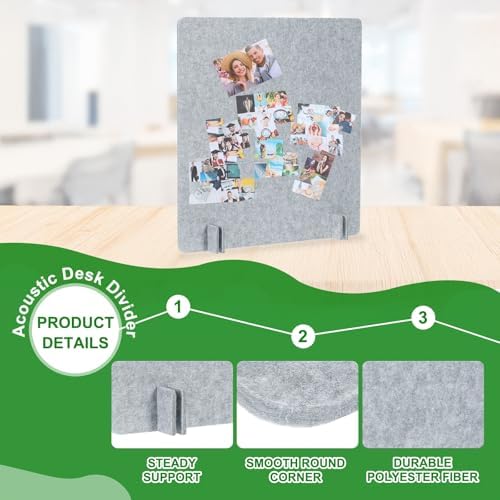 PATIKIL Desk Dividers 24" x 24", 1 Pack Desk Privacy Panel Freestanding Noise Reducing Partition Acoustic Panel with 4Pcs Support Feet for Testing Office Home Library, Cement Gray Style B - Image 3