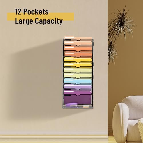 SUPEASY 12-Tier Wall File Organizer, Mesh Hanging Wall Mount File Holder - Image 2