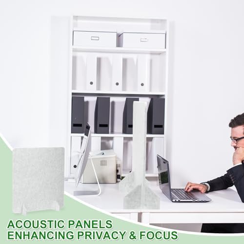 PATIKIL Desk Dividers 24" x 24", 1 Pack Desk Privacy Panel Freestanding Noise Reducing Partition Acoustic Panel with 2Pcs Support Feet for Testing Office Home Library, Light Gray Style A - Image 6
