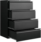 Approgreent Lateral 4 Drawer File Cabient with Lock, Metal Filing Cabinets for Home Office, Heavty Duty Office Storage Cabinet for A4/Letter/Legal (Matte Black) by Approgreent