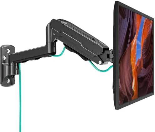 MOUNT PRO Single Monitor Wall Mount for 13 to 32 Inch Computer Screens, Height Adjustable Wall Mount Monitor Arm Holds Up to 19.8lbs, Full Motion Wall Bracket, VESA Mount 75x75, 100x100, Black by MOUNTPRO