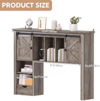 Large Desktop Bookshelf with Sliding Barn Door, 47.2''W Desk Shelf - Image 2