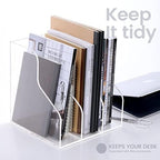 HeZone Desk File Organizer, Acrylic Magazine File Holder with 3 Vertical Compartments Rack File Sorter for Office Home Classroom Desk Organization, Clear… - Image 6