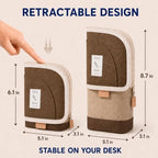 Retractable Pencil Case, Large Standing Pen Pouch, 3 Compartments (Cocoa Brown) - Image 6