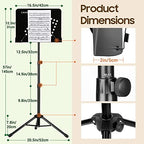 CAHAYA Sheet Music Stand Adjustable Height Portable with Carry Bag Metal - Image 3