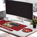 Britimes Keyboard Mouse Pad Set, 4 in 1 Desk Mat Set, Gnome Snowflake - Image 3