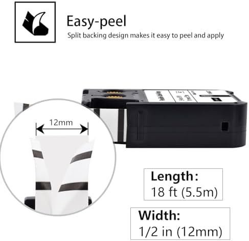 2 Pack Compatible for Dymo XTL Labels 1868806 1/2" Black on White - Image 3