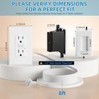 in Wall Cable Management Kit - Outlet Extender - 2AC GFCI Outlet 15amp, Receptacle with LED Indicator Light,8ft Cord,Hard-to-Reach Outlets for TV,Nightstands,Sofa,Desks - Image 2